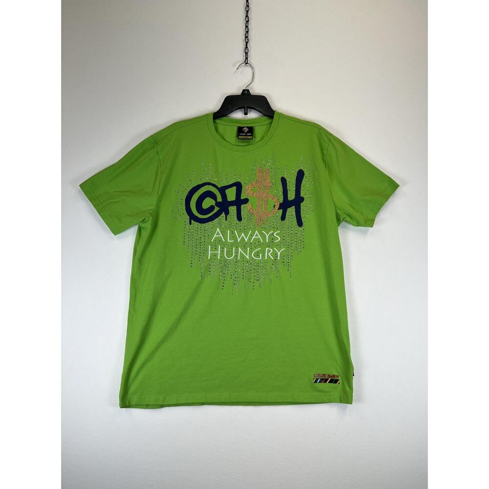 Create 2MRW Shirt Mens XL Green Always Hungry Graphic Tee Cotton Spandex Trendy